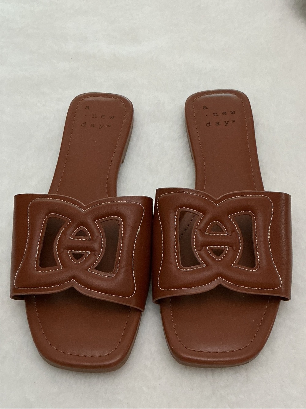 a new day Brown Cutout Slide Sandals